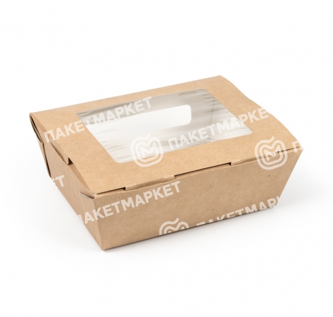 Контейнер под салат бум 150*115*50мм 600мл прям/крафт склад ламин с окном OSQ SALAD 1/25/500шт