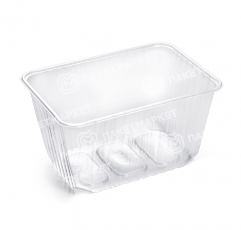 Контейнер без крышки 1500мл внутр 186*132*100мм ПП прям/проз рифл УПАКС 1/100/500шт