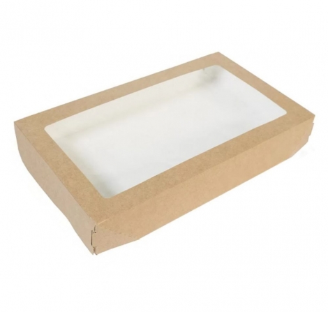 Коробка бумажная 260*150*40мм 1450мл прям/крафт склад ламин с окном TABOX PRO 1/25/200шт