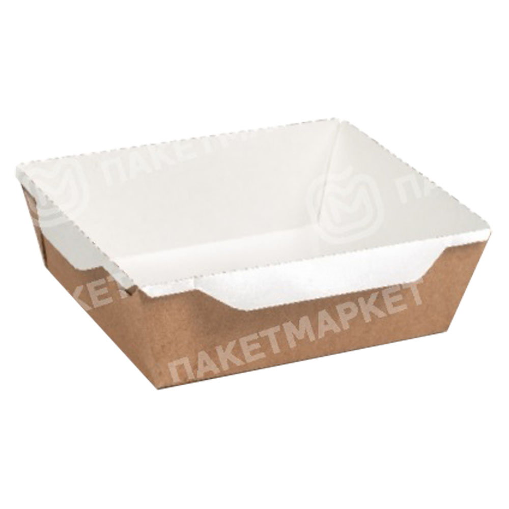 Контейнер под салат бум 145*95*45мм 400мл прям/крафт (дно бел лам) БЕЗ крышки OSQ OpSalad 1/50/800шт