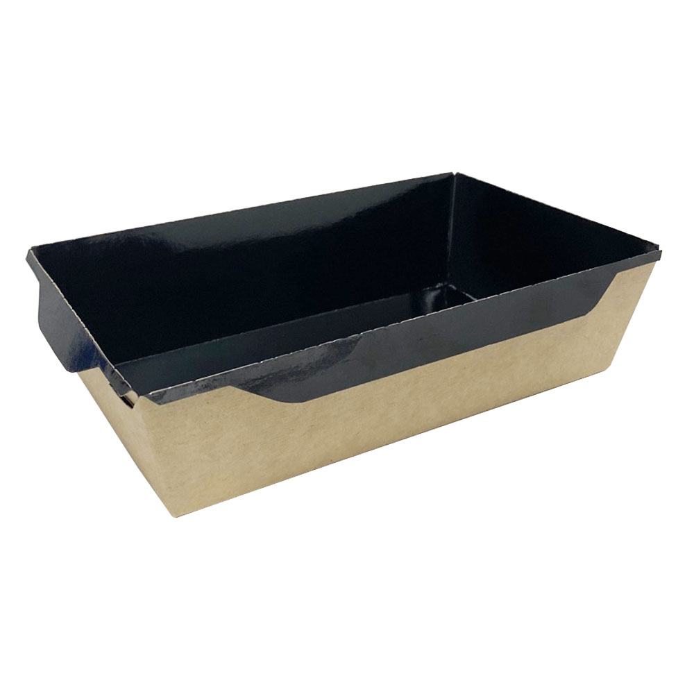 Контейнер под салат бум 207*127*55мм 800мл прям/крафт (дно черн лам)  OSQ OpSalad 1/50/400шт