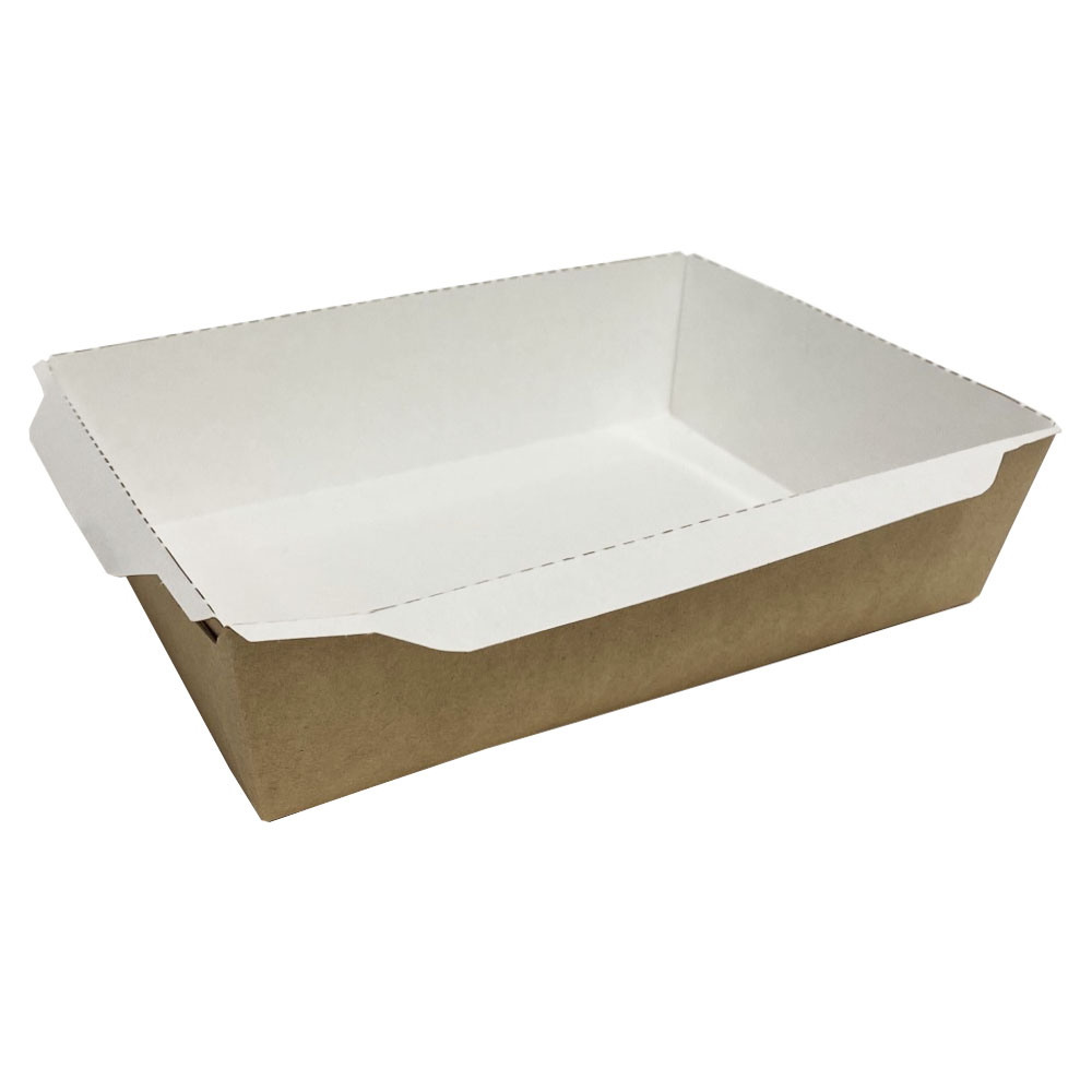 Контейнер под салат бум 200*140*55мм 1000мл прям/крафт (дно бел лам) OSQ OpSalad 1/50/300шт