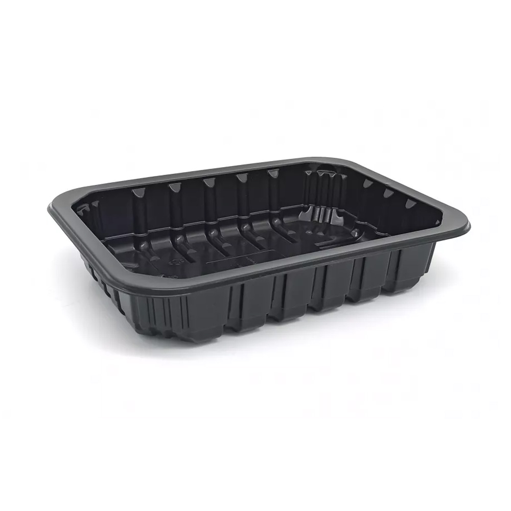 Контейнер под запайку 187*137*36мм ПП прям/черный  ребро ЕС-187-36 ,дно без крышки 1/90/360шт