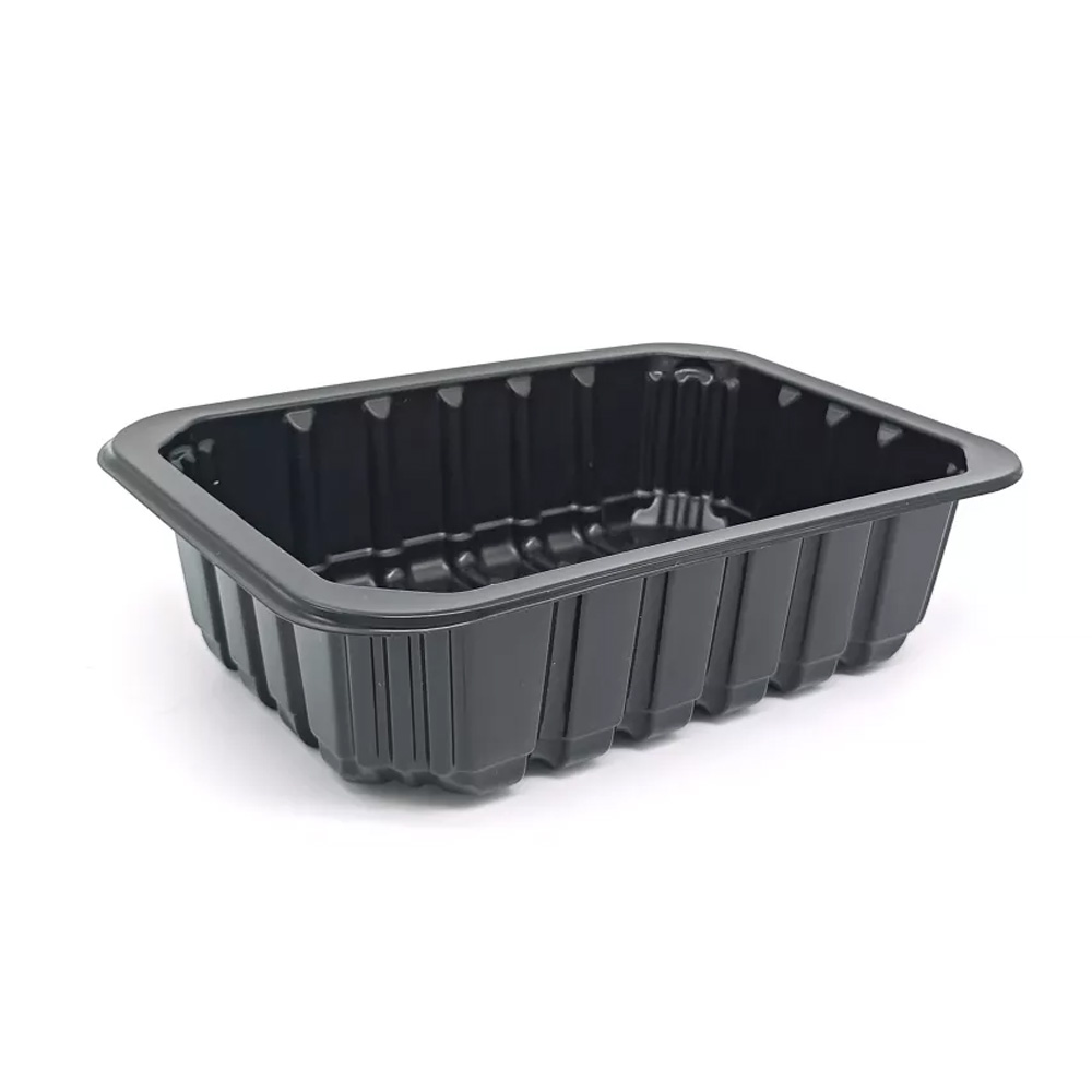 Контейнер под запайку 187*137*50мм ПП прям/черный  ребро ЕС-187-50 ,дно без крышки 1/90/360шт