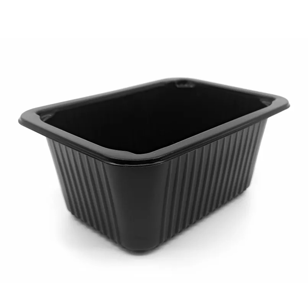 Контейнер под запайку 187*137*83мм ПП прям/черный  ребро ЕС-187-83 ,дно без крышки 1/80/320шт