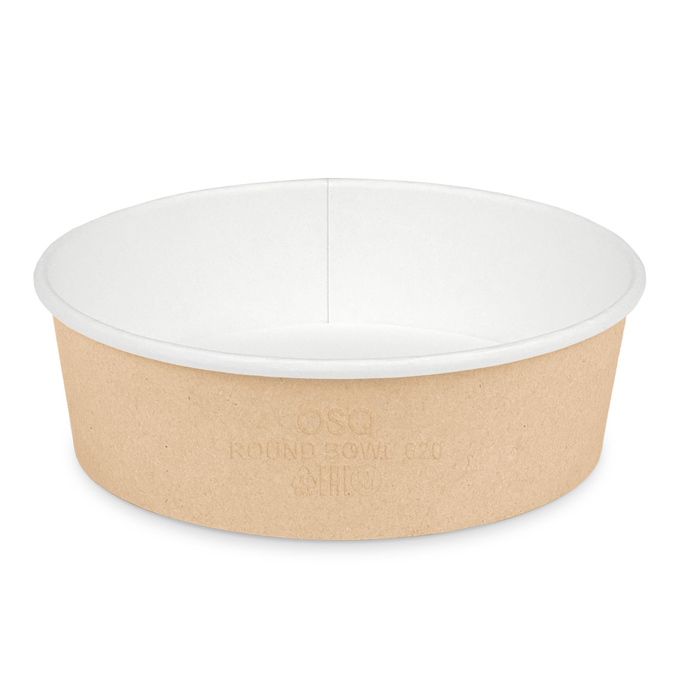 Контейнер под салат бум 620мл круг/крафт/белый ДНО OSQ Round Bowl  1/45/270шт