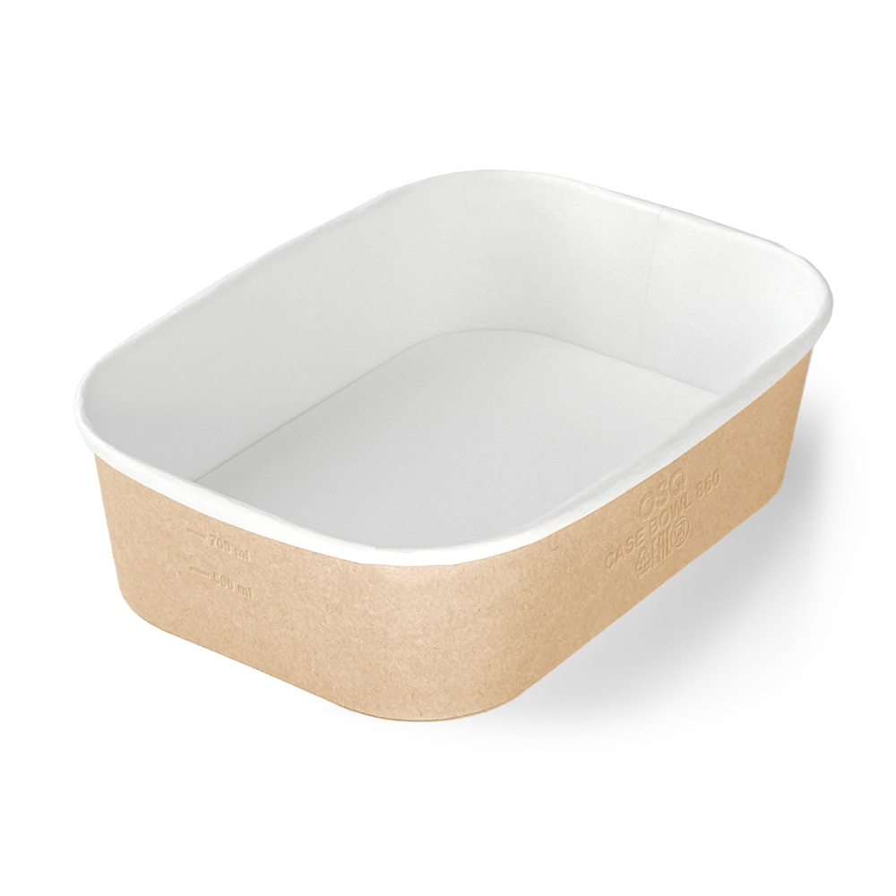 Контейнер под салат бум 190*135*51мм 860мл овал/крафт (дно бел лам) OSQ CASE BOWL BW 1/45/360шт